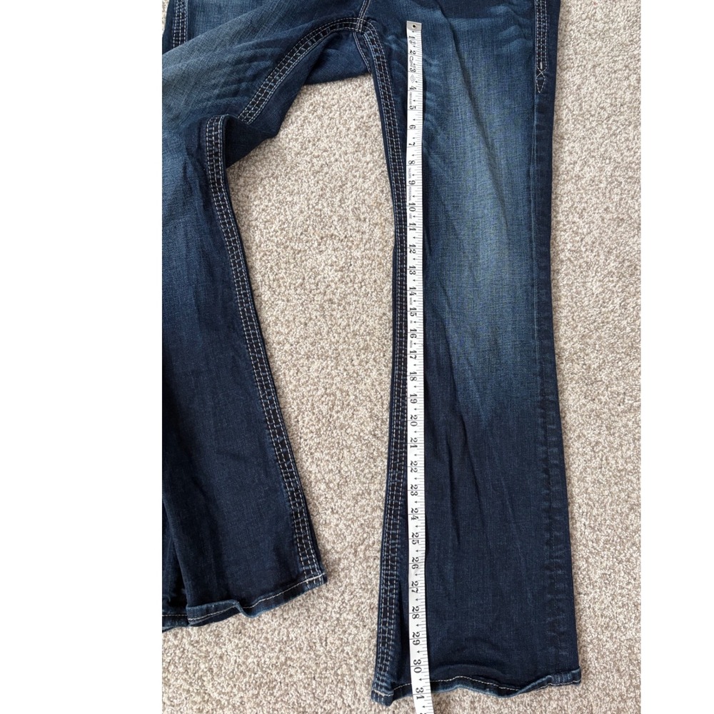 Rock Revival Western Y2K Iselin Easy Boot Jeans 31 Dark Wash Rhinestone - Picture 10 of 10